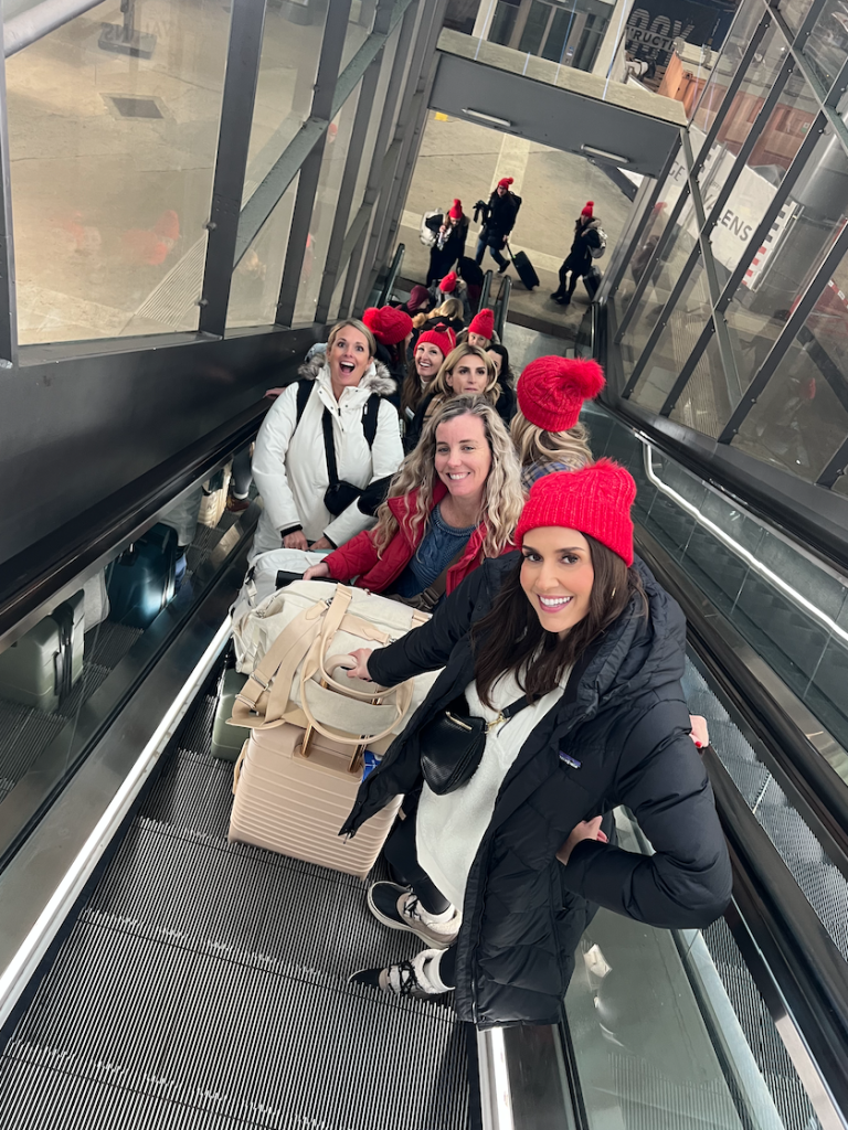 Running to catch a train with all our luggage and treasures!